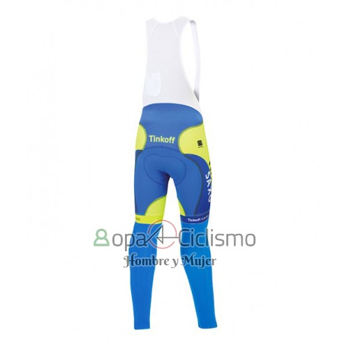 Tinkoff Saxo Bank Ropa Ciclismo Culotte Largo 2016 Mangas Largas AMarillo y Azul